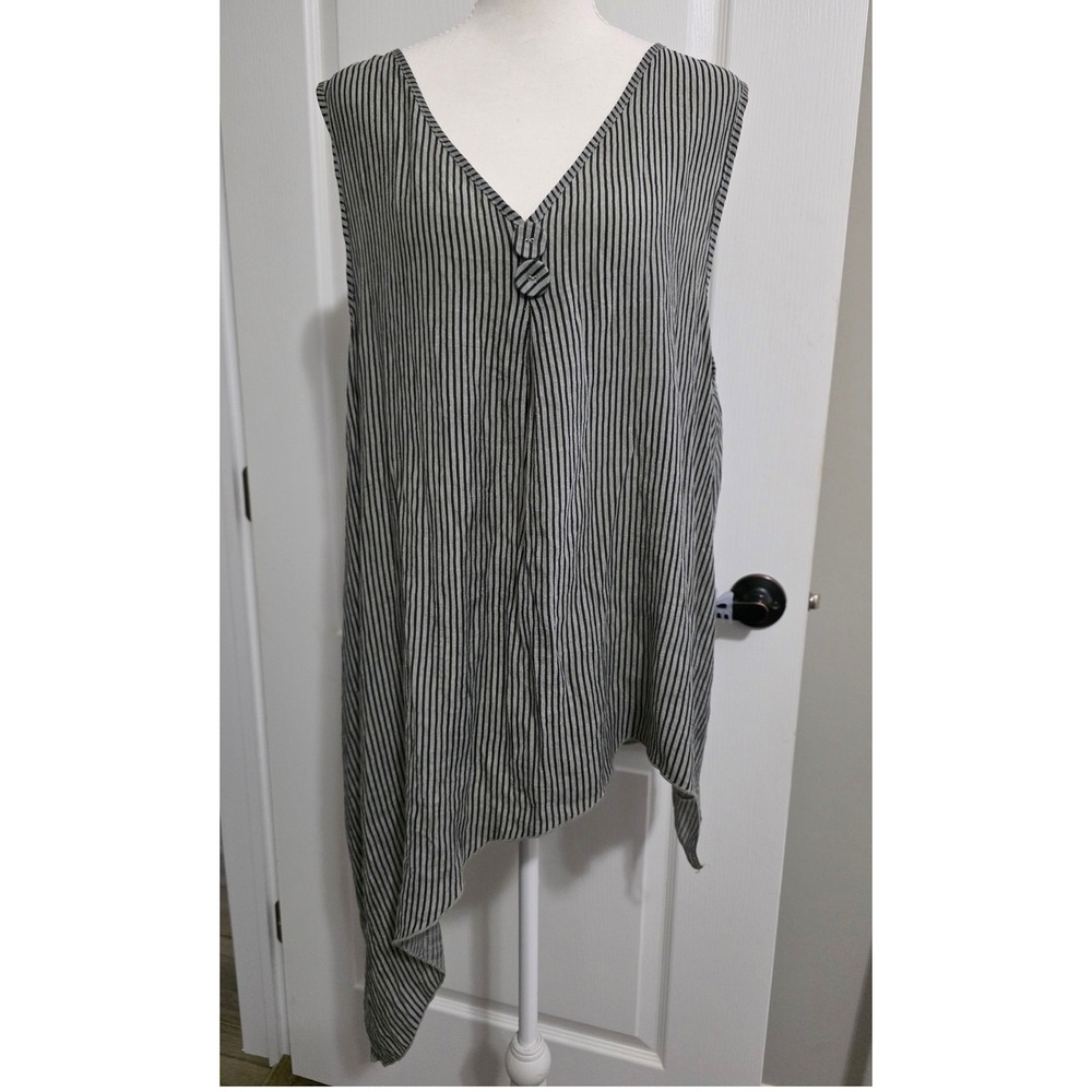 India Boutique Gray Black Striped Asymmetrical Sharkbite Dress‎ OS Indie Boho